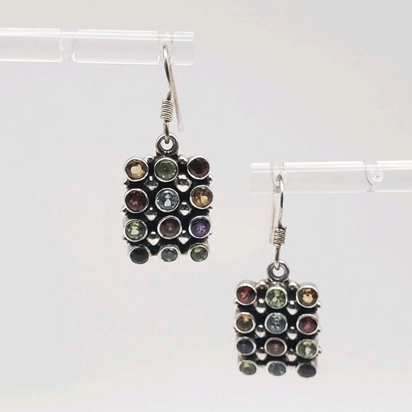 Sterling Silver 925 Gemstone Earrings - Amethyst Peridot Topaz Garnet Citrine - Picture 2 of 5